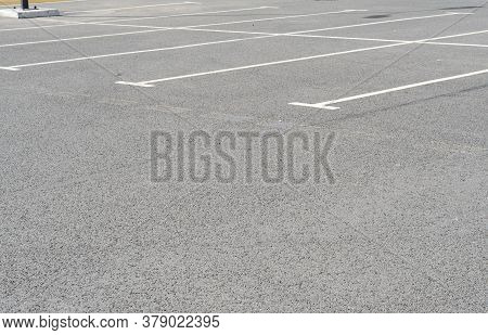 Empty Car Parking Near Shopping Mall. Modern Parking Lot. Carpark. Empty Parking Spaces At The Shopp