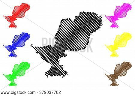 Podgorica Municipality (montenegro, Municipalities Of Montenegro) Map Vector Illustration, Scribble 