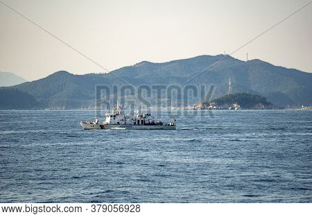 Geoje, South Korea - October 20, 2018: Haenuri Class Hull Number 116, The South Korea Coast Guard Pa