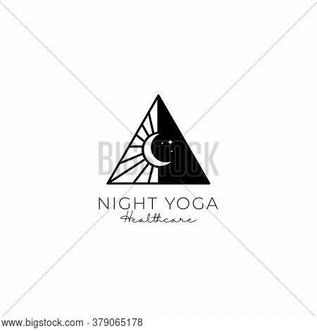 Triangle With Moon For Yoga Logo Design Vector
