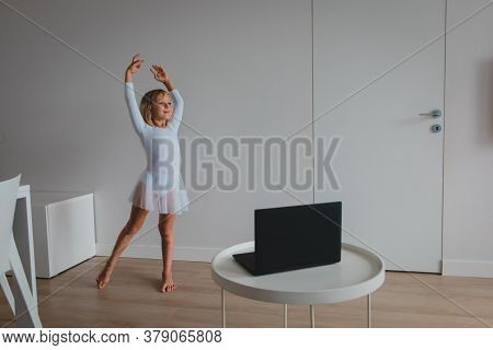 Ballet Or Gymastics Lesson Online. Remote Learning For Kids.