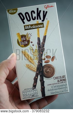 Bangkok, Thailand - August 2, 2020 : Glico Pocky Biscuit Sticks Box New Flavour Of Pocky Wholesome C