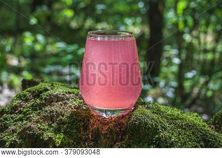 Refreshing Cool Summer Lemonade From Strawberry, Raspberries, Grapefruit Or Red Currants. Pink Cockt