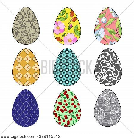 Vector Illustration, Iset Of Easter Eggs, Colored Easter Eggs, Solate On A White Background