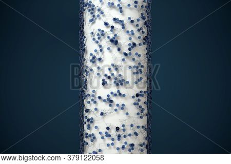 Blue Biology Grid With Connect Constrains, 3D Rendering.