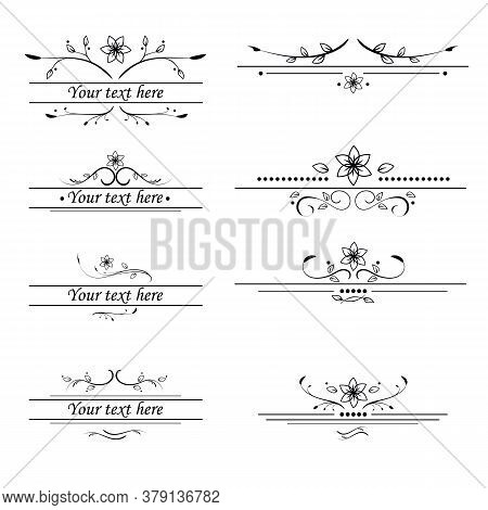 Set Of Floral Vintage Frames, Text Dividers