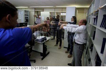 Salvador, Bahia / Brazil - December 17, 2014: Employees Of The Regional Labor Court In The City Of S