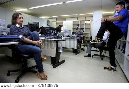Salvador, Bahia / Brazil - December 17, 2014: Employees Of The Regional Labor Court In The City Of S