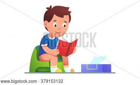 Baby Boy Using Potty Next To Paper Wiping Tissue