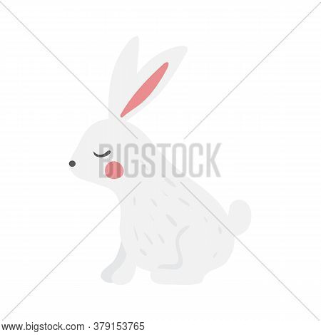 Happy Easter Bunny Illustration. Cute Rabbit Cartoon Character- Lettle Hare -bunny