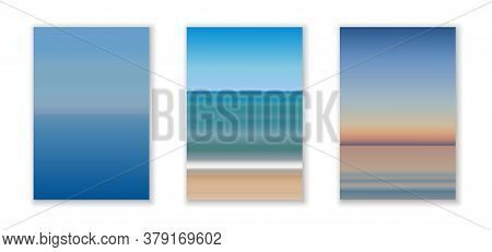 Morning, Day, Evening Seascape View, Sky And Sea Landscape Background In Natural Gradient Colors, Mi