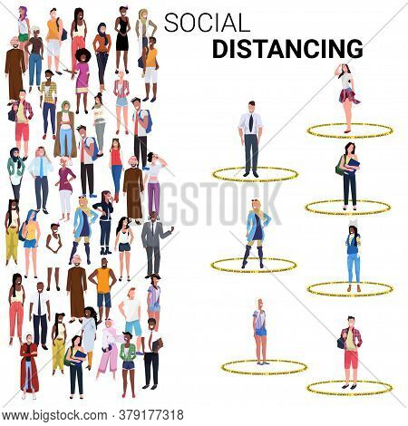 People Keeping Distance To Prevent Coronavirus Social Distancing Safety Instructions Concept Do And 