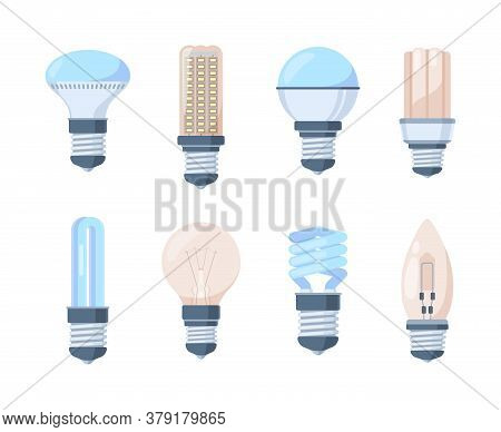 Light Bulbs Set. Fluorescent Retro Modern Lamps Innovative Bright Halogen Spiral Filament Inertial G
