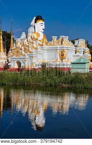 Padogas Of Buddhist Monastery, Inle Lake, Shan State Of Myanmar Former Burma In Asia