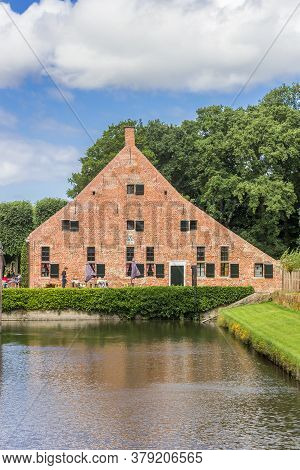 Uithuizen, Netherlands - July 29, 2020: Restaurant At The Castle Moat In Uithuizen, Netherlands
