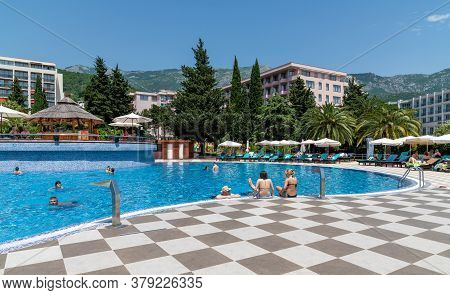 Becici, Montenegro - June 8. 2019. Swimming Pool On Site Of Iberostar Resort