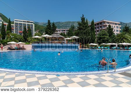 Becici, Montenegro - June 8. 2019. Swimming Pool On Site Of Iberostar Resort