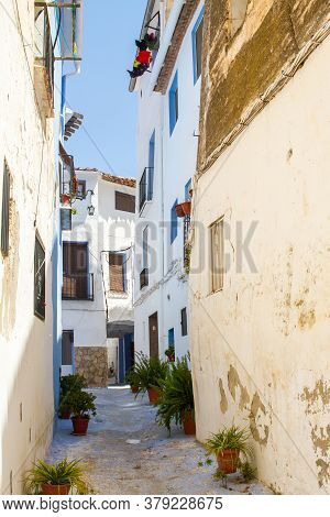 Chelva, Spain - June 29, 2020: View From The Empty Streets Of The Village In Summer After Covid-19 L