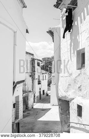 Chelva, Spain - June 29, 2020: View From The Empty Streets Of The Village In Summer After Covid-19 L
