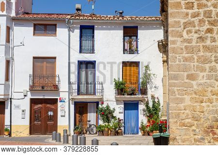 Aras De Los Olmos, Spain - June 29, 2020: View From The Empty Streets Of The Village In Summer After