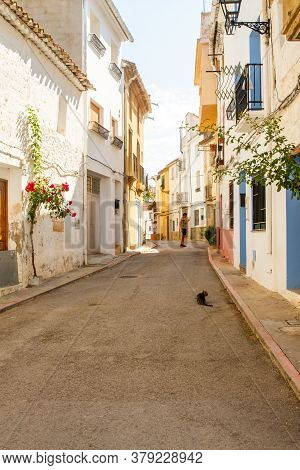 Aras De Los Olmos, Spain - June 29, 2020: View From The Empty Streets Of The Village In Summer After