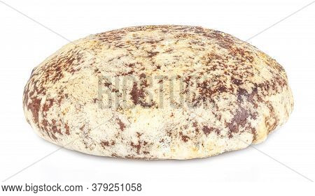 One Gingerbread Cookie Close-up Isolated On White Background