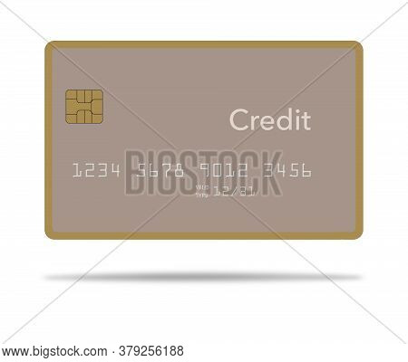 Here Is A Mock Generic Credit Card Isolated On A White Background. The Card Has Suble Muted Warm Col