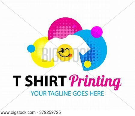 Funny Vector Logo Template Of T-shirt Printing. For Typography, Print, Corporate Identity, Workshop,