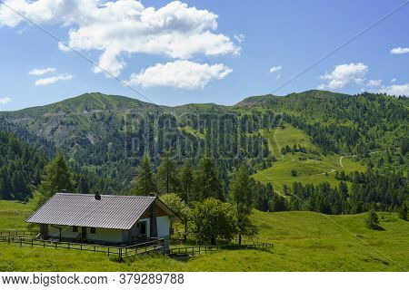 Mountain Landscape Along The Road To Crocedomini Pass, In The Brescia Province, Lombardy, Italy, At 