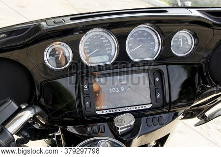 Salvador, Bahia / Brazil - April 8, 2014: Motorcycle Harley Davidson Cvc Ultra Limited, 1690 Cylintr