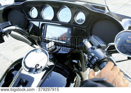 Salvador, Bahia / Brazil - April 8, 2014: Motorcycle Harley Davidson Cvc Ultra Limited, 1690 Cylintr