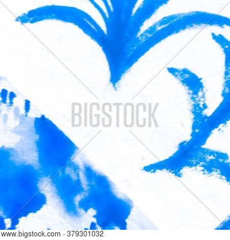 Navy Artistic Pattern. Marble Sky Art. Ornamental Denim Winter Print. Marine Winter Ornamental Print