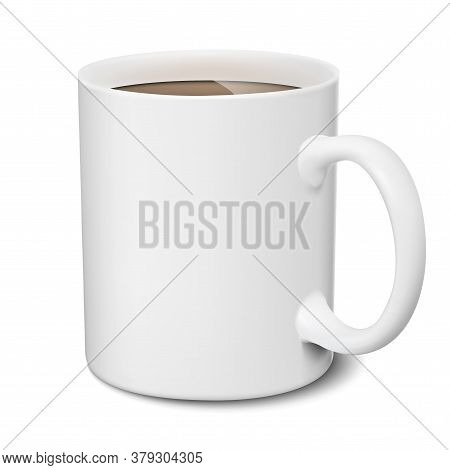 Mug Of Cocoa. White Mug Realistic Isolated 3d Mockup On White Background. Cocoa For Your Business Pr