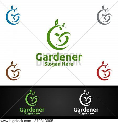 Gardener Care Logo With Green Garden Environment Or Botanical Agriculture