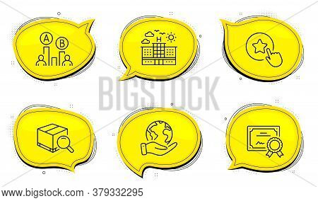 Ab Testing Sign. Diploma Certificate, Save Planet Chat Bubbles. Search Package, Hotel And Loyalty St