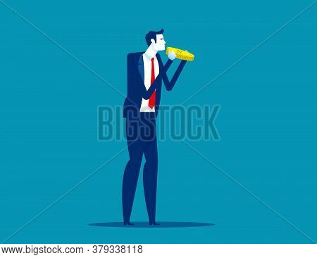 Businessman Eating Coin. Business Financial Concept, Finance And Economy