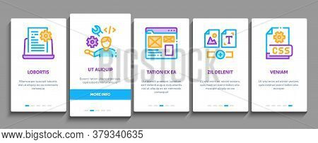 Front End Development Onboarding Mobile App Page Screen Vector. Front End It Sphere, Html And Css Co