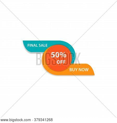 Sale 50% Off Discount Sticker Icon Vector Green Yellow And Orange Tag Discount Offer Price Label For
