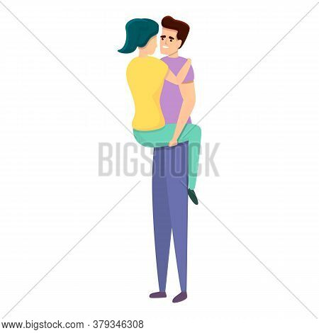 Boy Embrace Girlfriend Icon. Cartoon Of Boy Embrace Girlfriend Vector Icon For Web Design Isolated O