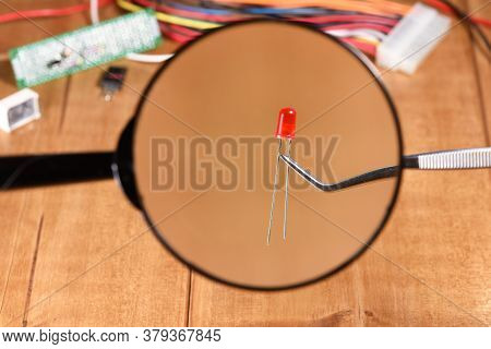 Led 5mm Under The Magnifying Glass, Close Up.