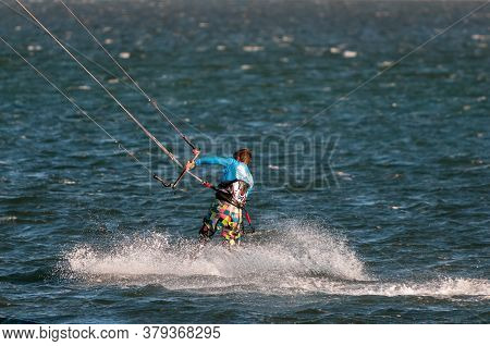 Walvis Bay, Namibia - June 8, 2011: A Windsurfer In The Lagoon In Walvis Bay On The Atlantic Ocean C
