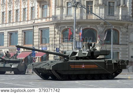 Moscow, Russia - June 20, 2020:russian T-14 Armata Battle Tank On A Heavy Tracked Platform On Tversk