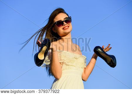 Summer Holidays. Model Tender Summer Dress. Freedom. Girl In Sunglasses Copy Space. Towards Summer. 