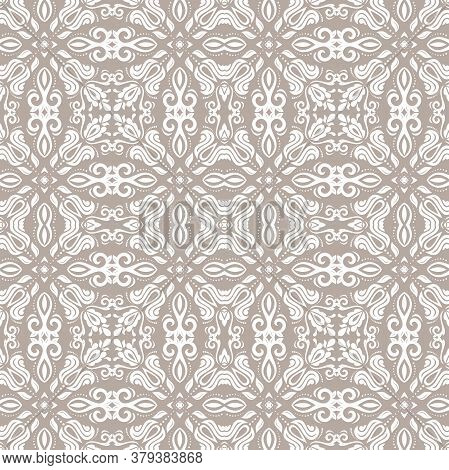 Classic Seamless Vector White Pattern. Damask Orient Ornament. Classic Vintage Background. Orient Be