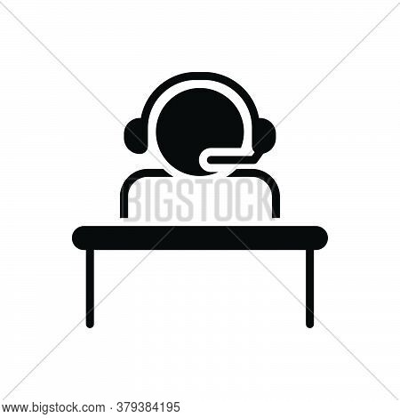 Black Solid Icon For Call-center-operator Call Center Operator Support Endorsement Countenance Helpi
