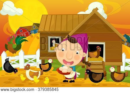 Cartoon Ranch Farm Scene For Different Usage Illustration