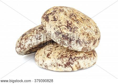Lying Three Whole Gingerbread Cookies In Pile Isolated On A White Background