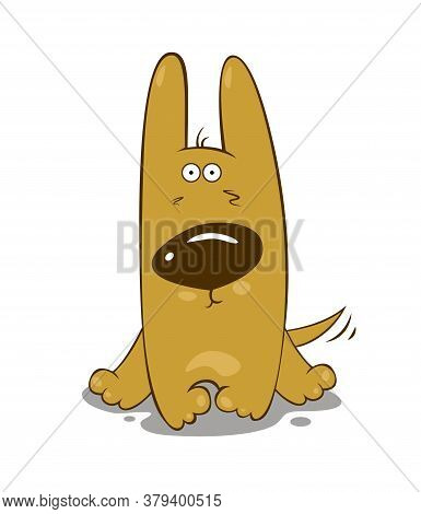 Cute Cartoon Dog On White Background. Great Illustration For Your Desingn.