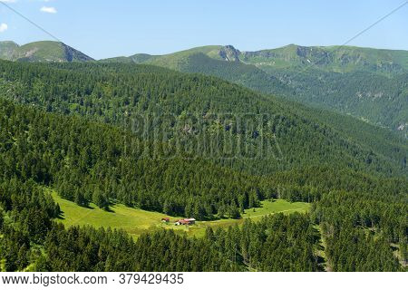 Mountain Landscape Along The Road To Crocedomini Pass, In The Brescia Province, Lombardy, Italy, At 