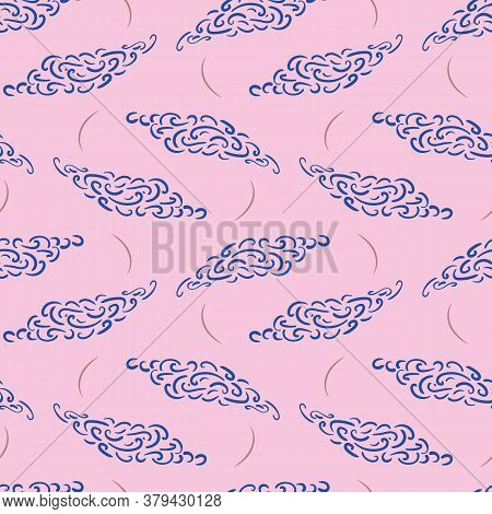 Clouds On Purple Sky Seamless Vector Pattern. Simple Surface Print Design For Fabrics, Stationery, W